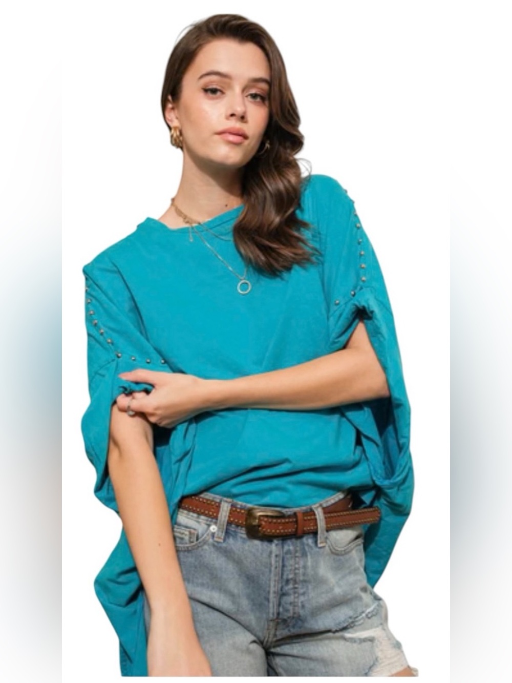 Blue B Oversized Poncho Shirt